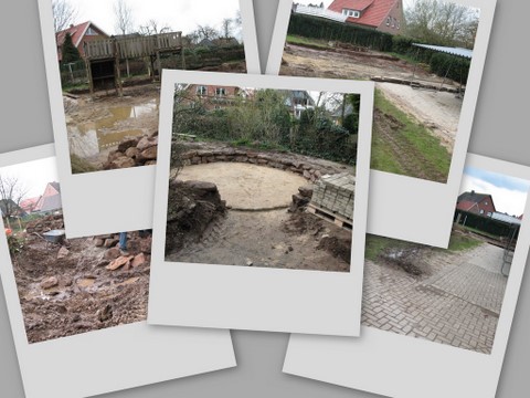 BAUTAGEBUCH 5. April 2008: Höhlenrutsche fortgesetzt, Spielburg errichtet